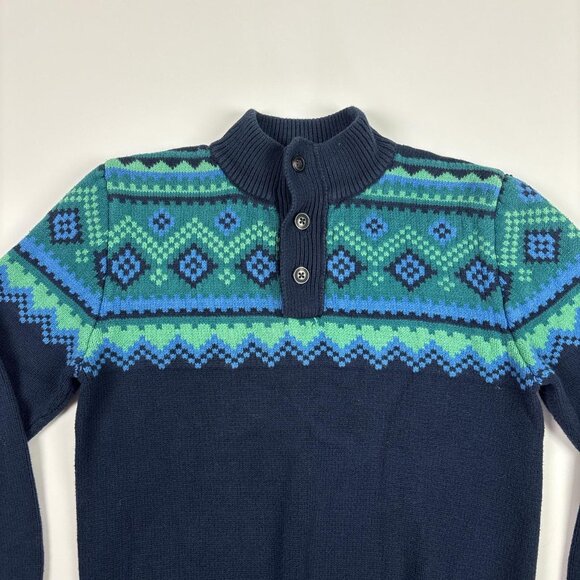 Gap Kids Fair Isle Sweater Boys XXL Heavyweight Button Front Pullover - Picture 2 of 8